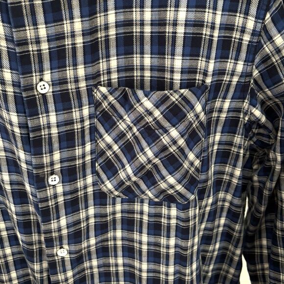 Rag & Bone New York White Blue Plaid Flannel Shirt Men's Size XL Classic Fit - Picture 3 of 10